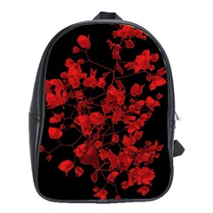 Dark Red Flower School Bag (xl) by dflcprints