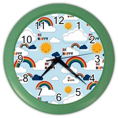 Be Happy Repeat Wall Clock (Color)