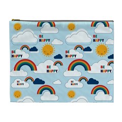 Be Happy Repeat Cosmetic Bag (xl) by Kathrinlegg