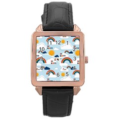 Be Happy Repeat Rose Gold Leather Watch  by Kathrinlegg