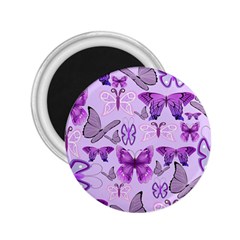 Purple Awareness Butterflies 2 25  Button Magnet