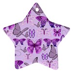 Purple Awareness Butterflies Star Ornament Front