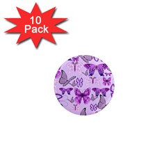 Purple Awareness Butterflies 1  Mini Button Magnet (10 Pack) by FunWithFibro