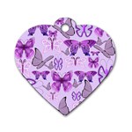 Purple Awareness Butterflies Dog Tag Heart (Two Sided) Front