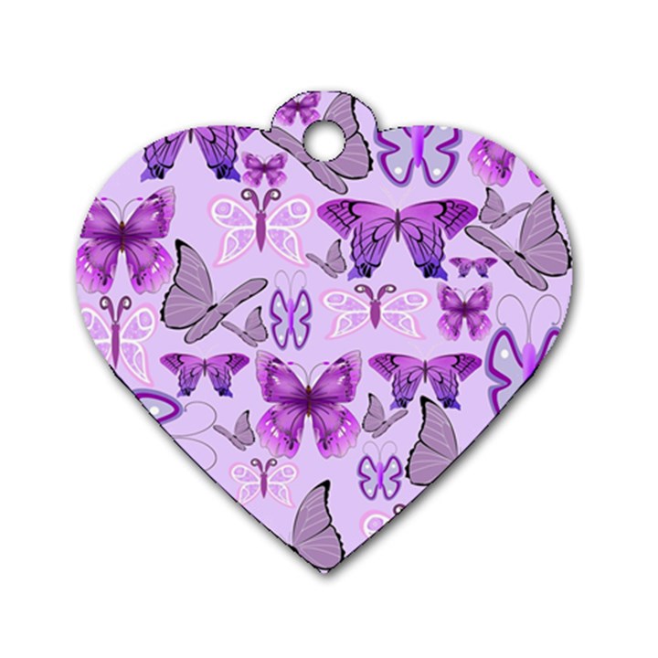 Purple Awareness Butterflies Dog Tag Heart (Two Sided)