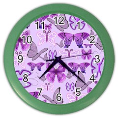 Purple Awareness Butterflies Wall Clock (color)