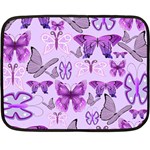 Purple Awareness Butterflies Mini Fleece Blanket (Two Sided) 35 x27  Blanket Front