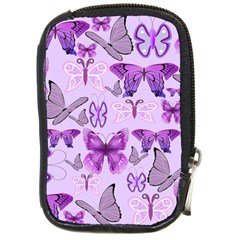 Purple Awareness Butterflies Compact Camera Leather Case