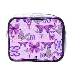 Purple Awareness Butterflies Mini Travel Toiletry Bag (one Side) by FunWithFibro