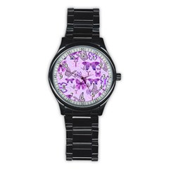 Purple Awareness Butterflies Sport Metal Watch (black)