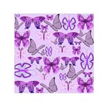 Purple Awareness Butterflies Small Satin Scarf (Square) Front