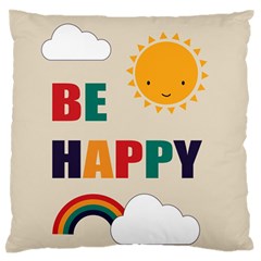 Be Happy Large Flano Cushion Case (two Sides)