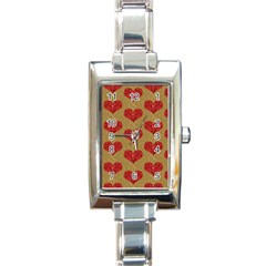 Sparkle Heart  Rectangular Italian Charm Watch