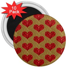 Sparkle Heart  3  Button Magnet (10 Pack)