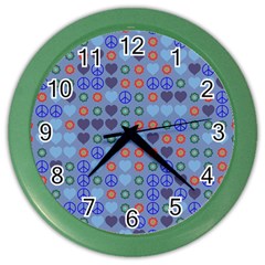 Peace And Love Color Wall Clock by LalyLauraFLM