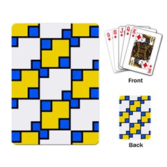 Yellow And Blue Squares Pattern Playing Cards Single Design by LalyLauraFLM