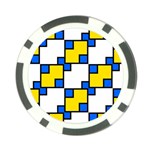 Yellow and blue squares pattern Poker Chip Card Guard (10 pack) Front