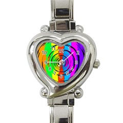 Rainbow Test Pattern Heart Italian Charm Watch  by StuffOrSomething