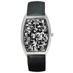 Background Noise In Black & White Tonneau Leather Watch by StuffOrSomething