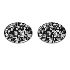 Background Noise In Black & White Cufflinks (oval) by StuffOrSomething