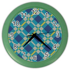 Squares And Stripes Pattern Color Wall Clock by LalyLauraFLM