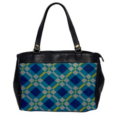 Squares And Stripes Pattern Oversize Office Handbag (one Side)