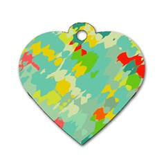 Smudged Shapes Dog Tag Heart (two Sides) by LalyLauraFLM