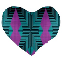 Tribal Purple Rhombus Large 19  Premium Heart Shape Cushion by LalyLauraFLM