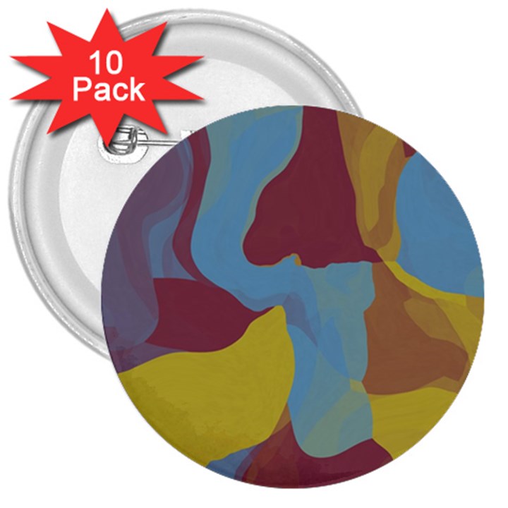 Watercolors 3  Button (10 pack)