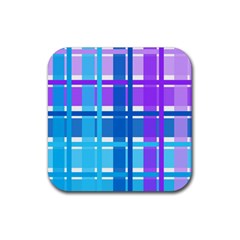 Blue & Purple Gingham Plaid Drink Coaster (square) by StuffOrSomething