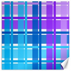 Blue & Purple Gingham Plaid Canvas 16  X 16  (unframed) by StuffOrSomething