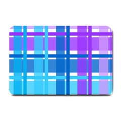 Blue & Purple Gingham Plaid Small Door Mat by StuffOrSomething