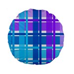 Blue & Purple Gingham Plaid Standard 15  Premium Round Cushion  Back