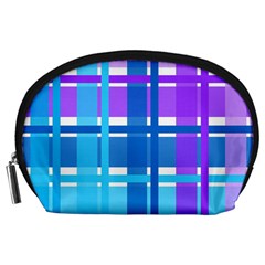 Blue & Purple Gingham Plaid Accessory Pouch (large) by StuffOrSomething