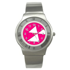 Pink White Art Kids 7000 Stainless Steel Watch (slim) by yoursparklingshop