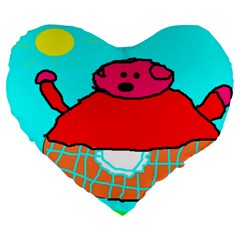Sweet Pig Knoremans, Art By Kids Large 19  Premium Heart Shape Cushion