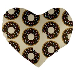 Donuts Large 19  Premium Flano Heart Shape Cushion by Kathrinlegg