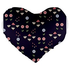 Summer Garden Large 19  Premium Flano Heart Shape Cushion