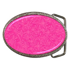 Abstract Stars In Hot Pink Belt Buckle (oval)