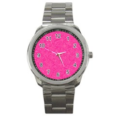 Abstract Stars In Hot Pink Sport Metal Watch by StuffOrSomething