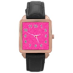 Abstract Stars In Hot Pink Rose Gold Leather Watch  by StuffOrSomething