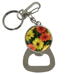 Orange Yellow Daisy Flowers Gerbera Bottle Opener Key Chain