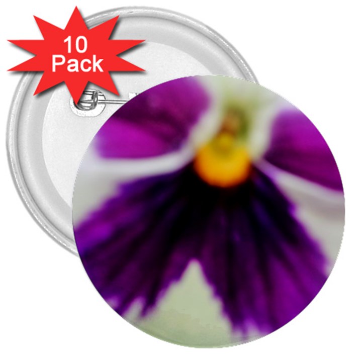 Inside Purple White Violet Flower 3  Button (10 pack)