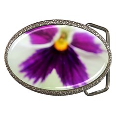 Inside Purple White Violet Flower Belt Buckle (oval)