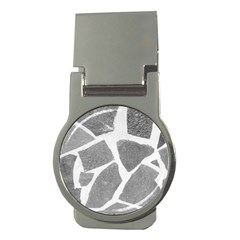 Grey White Tiles Pattern Money Clip (round)