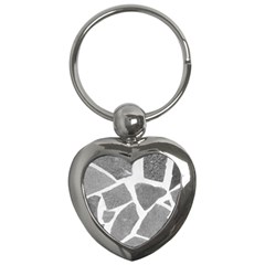 Grey White Tiles Pattern Key Chain (heart)