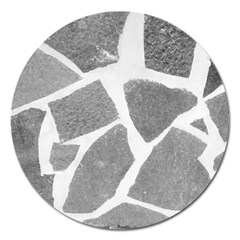 Grey White Tiles Pattern Magnet 5  (round) by yoursparklingshop