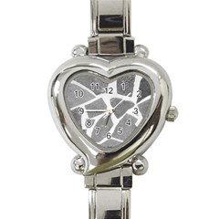 Grey White Tiles Pattern Heart Italian Charm Watch 