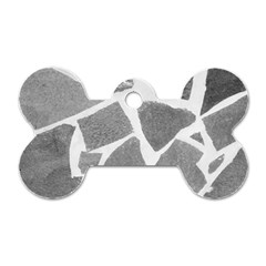 Grey White Tiles Pattern Dog Tag Bone (two Sided)