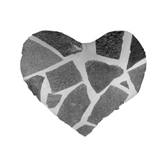 Grey White Tiles Pattern Standard 16  Premium Flano Heart Shape Cushion  by yoursparklingshop